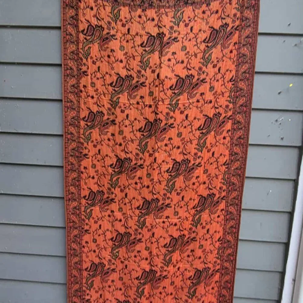 Orange Black Paisley Pashmina